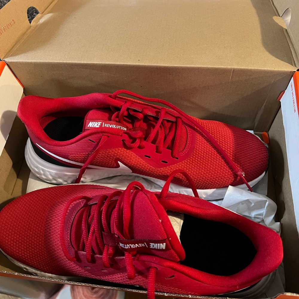 Nike Revolution Red Athletic Sneakers Size 10.5